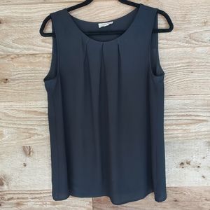 Loft Outlet Black Pleated Sleeveless Top Medium